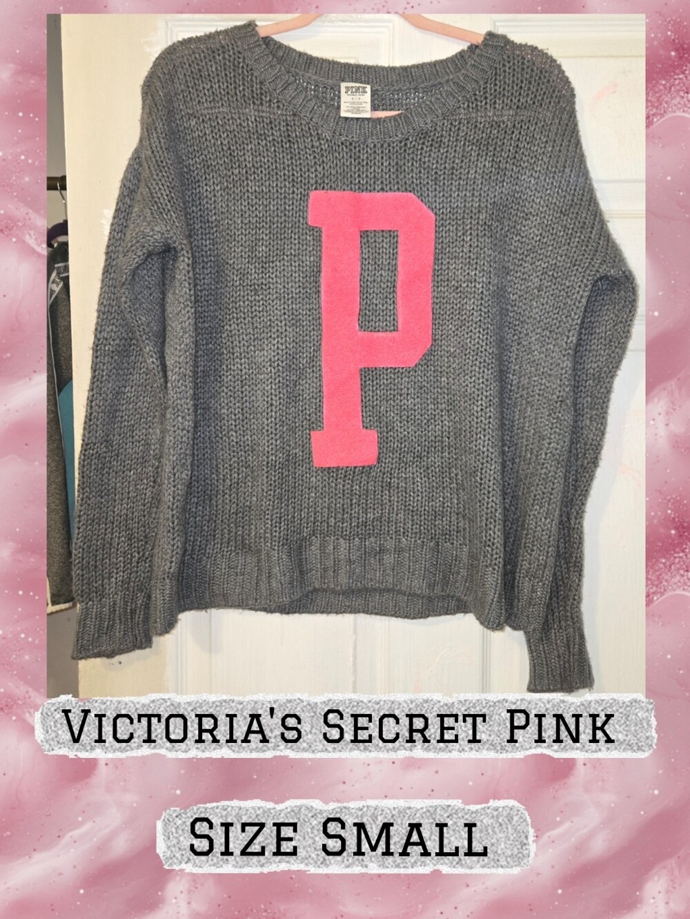 PINK Victoria's Secret Gray Crewneck Sweater Sz S